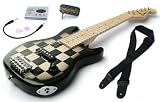 Chequered Black Childrens Guitar Package: 1/2 size Childs Electric Guitar for Kids Beginners aged 5-9, Headphone Amp, Tuner, Patch Lead, Plectrums and Guitars Strap