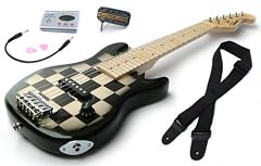 Chequered Black Childrens Guitar Package: 1/2 size Childs Electric Guitar for Kids Beginners aged 5-9, Headphone Amp, Tuner, Patch Lead, Plectrums and Guitars Strap