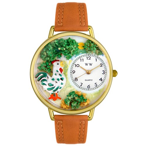 Whimsical Watches Unisex G-0110001 Rooster Brown Leather WatchB0029DP70O : image