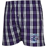 NCAA New Orleans Hornets Purple-White Plaid Historic Embroidered Boxer Shorts (Medium)