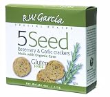 R. W. Garcia 5 Seed Crackers with Rosemary & Garlic with Sea Salt, 4-Ounce Boxes (Pack of 6)