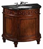 Chelsea Wide Sink Cabinet With Black Granite Top, BLACK GRANITE, ANTIQUE CHERRY