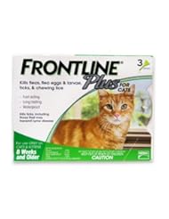 Pet Products: Frontline Plus Flea and Tick Control for Cats 8 Weeks and Older- 3 pack green - Merial