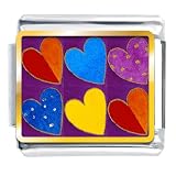 Six Hearts Valentine Italian Charms Bracelet Link