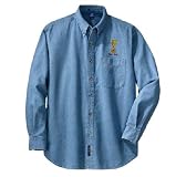 Personalized custom embroidered bowling 300 game design on denim shirt