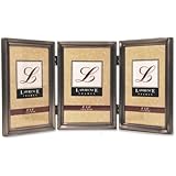 Lawrence Frames Antique Pewter 4x6 Hinged Triple Picture Frame - Bead Border Design
