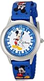Disney Kids' W000022 Time Teacher Stainless Steel Watch with Blue Nylon Band