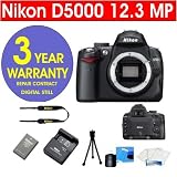 Cheap Nikon D5000 12.3 MP DX Digital SLR Camera Body + 6 Piece Digital Camera Accessory Kit + 3 Year CELLTIME Extended Warranty Repair Contract (7 Piece Body Kit)
