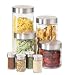 Oggi 8 Piece Round Airtight Glass Canister and Spice Jar Set with Stainless Steel Lids