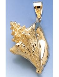 Gold Nautical Charm Pendant 3-D Conch Shell (1of5)