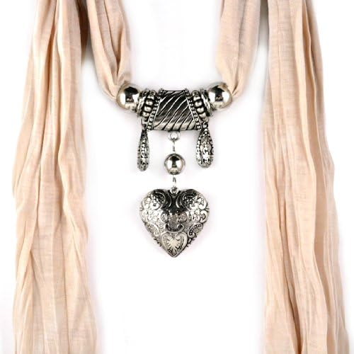 Huan Xun Lady Elegant Jewelry Beaded Scarf Wraps Beige Color