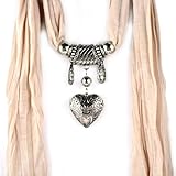 Huan Xun Lady Elegant Jewelry Beaded Scarf Wraps Beige Color