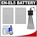 (2) Power2000 EN-EL5 Rechargeable Batteries with Spudz + Cleaning Kit for N ....