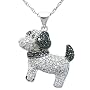 Sterling Silver Black and White Diamond Dog Pendant (1/3 cttw), 18"