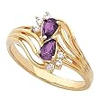14K Yellow Gold Amethyst and Diamond Ring