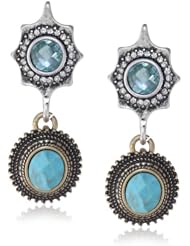 Lucky Brand "Winter Glimmer" Two-Tone Turquoise Double Drop Earrings