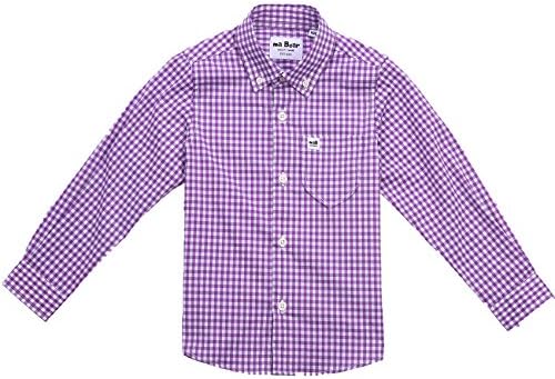 Chocohoney Boys Smart Casual Purple Cotton Button Down Long Sleeve Check Woven Shirt