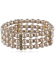 Napier "Finishing Touches" Gold-Tone Cream Pearl Stretch Bracelet, 2.5"