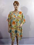 Off White Womens Fashion Caftan Top Floral Print Kaftan Poncho Beach Wear Chiffon Dress
