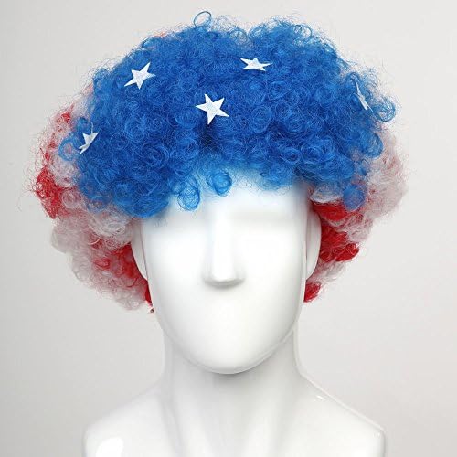 USA America Donovan Afro Wig Fun for Brasil Soccer Football World Cup Flag Wigs