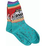 Laurel Burch Socks-Polka Dot Cats -Turquoise