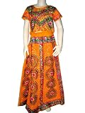 Bohemian Style Lehenga Chaniya Choli Orange Bollywood Dress for Kids