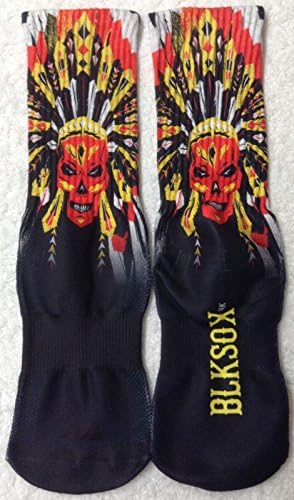 Medium BLK SOX INK Voodoo Priest Sublimation Print Crew Socks M