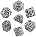 Q-Workshop Metal Tech Dice Set 7 Polyhedral RPG OrnamentedPieces