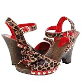 Macal01 Wooden Heel Sandals LEOPARD