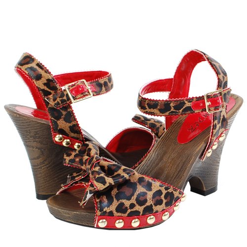 Macal01 Wooden Heel Sandals LEOPARD
