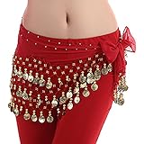 Viskey Fashion Chiffon Belly Dance Waist Chain with Golden Coins in 3-Layers