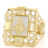 Thumbnail image for 10K Two-Tone Solid Gold Masonic CZ Mens Ring