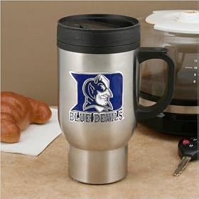 Duke Blue Devils College 16 Oz Stainless Steel Travel Mug and Ceramic Coffee Mug Set