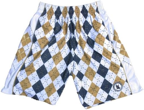 Flow Society Authentic Lacrosse Gear Argyle Navy/Gold Lax Mesh Short Adult Large