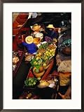 Vendors Boats/Stalls at Floating Market on Klong Damnoen Saduak, Ratchaburi, Thailand Art Styles Framed Photographic Poster Print by Richard Nebesky, 21x29