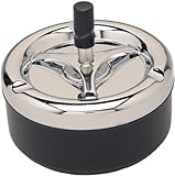 Round Push Down Ashtray with Spinning Tray Black -A32