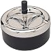 Round Push Down Ashtray with Spinning Tray Black -A32 Round Push Down Ashtray with Spinning Tray Black -A32