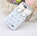ACC5Star(TM) Cute 3D Bling Diamond Crystal White Bow Bowknot Hard Back Case Cover Skin for LG Optimus L70 Phone + High Quality Random Color Stylus + 10*15 Cm Green Soft Clean Cloth with Logo