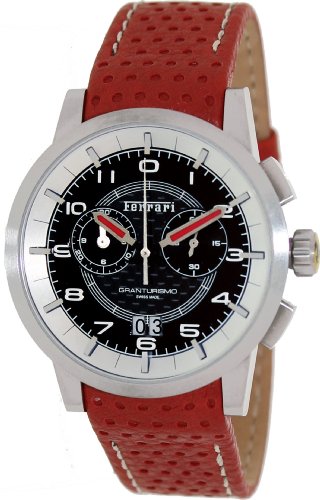 Ferrari Black Dial Chronograph Red Leather Mens Watch FE-11-ACC-CP-BK