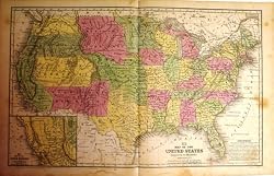 Antique Map of USA, 1854