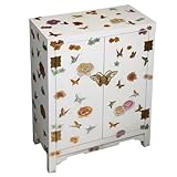 EXP Handmade Asian Furniture 29-Inch White Lacquer Chinese Storage Cabinet with Spring Romance Motif