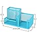 Homecube Space Saving Mesh Office Supplies Desk Organizers/Pen Holder/Cell Phone Holder/Cosmetic Holder 3 Sorter Sections Blue