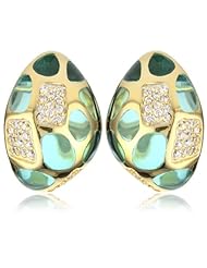 CZ by Kenneth Jay Lane "Trend Cubic Zirconia" Gold-Plated Resin Pave Dome Earrings