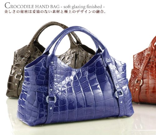 ソフトグレージング クロコダイル ハンドバッグ レディース 軽量 通勤 bag 鞄 鰐革 画像