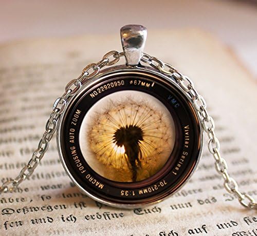 Image of Camera Lens focusing on Dandelion Necklace