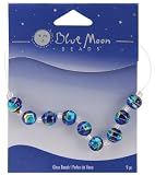 Blue Moon Art Glass Beads, 8mm Round Cobalt Foil Bead, 9/Pkg