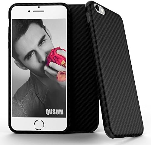 iphone 6 Plus Case,Qusum ultra-thin Impact Resistant Protective Shell [Carbon Fiber Texture] with Soft TPU Shock-Absorbing Bumper Non-Slip Back Cover Case for Apple iPhone 6 Plus 5.5" ( Black )