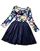 NNJXD Girl Tulle Long Sleeve Printed Bowknot Formal Casual Dress Size 4-5 Years Blue