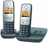 Gigaset A400A Duo Schnurlostelefone mit zus&auml;tzlichem Mobilteil (4.32 cm (1.7 Zoll) Grafik-Display, Freisprechfunktion, Anrufbeantworter) dunkelgrau