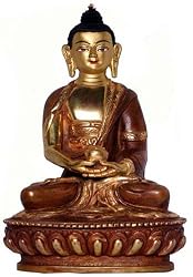 Tibetan Amitabha Handmade Buddha Statue, 6 Inches